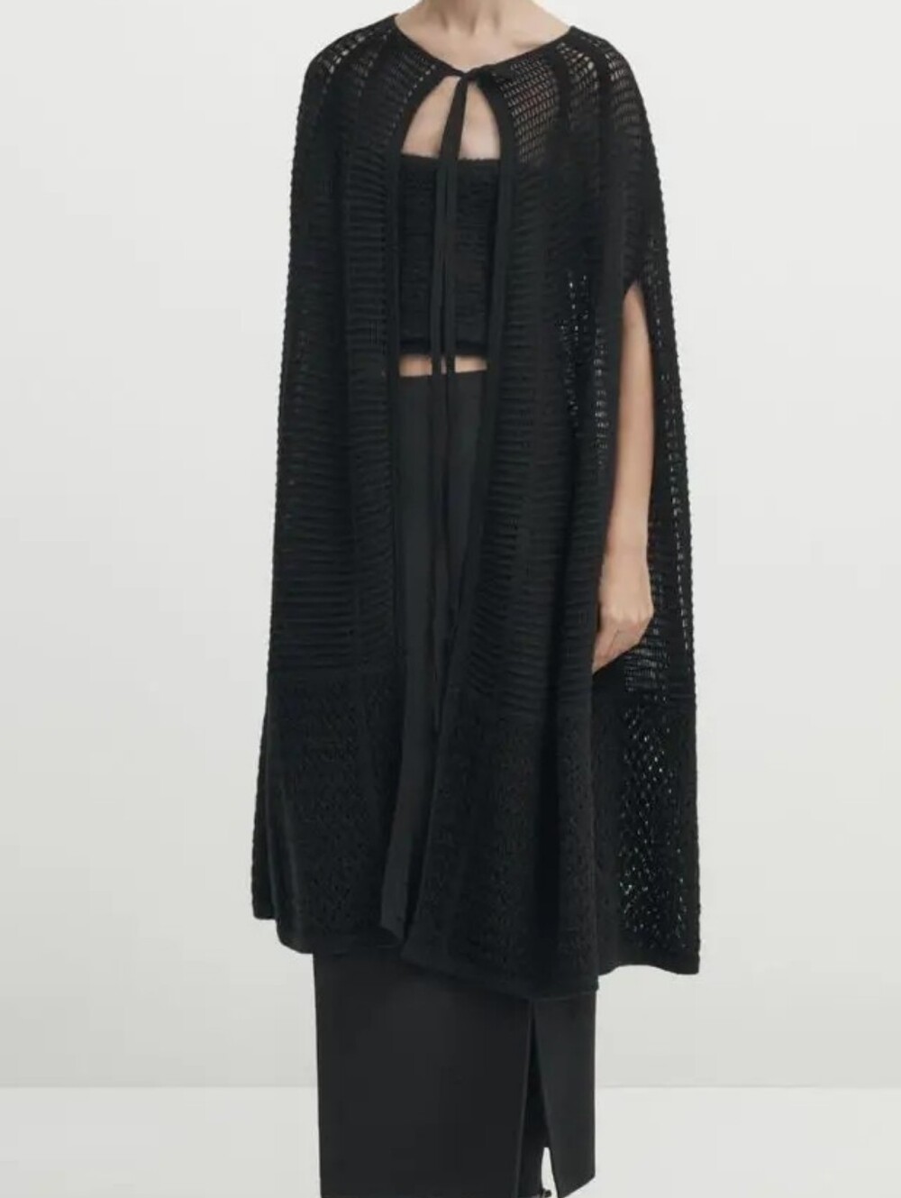 Massimo Dutti Studio Knit Tie Front Poncho